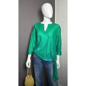 Vintage 1970's Teal Glitter Blouse from Teddi of California size 14